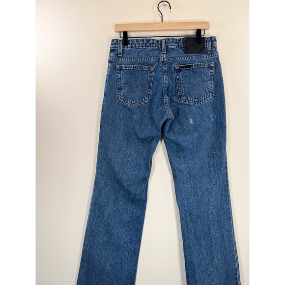 Harley Davidson Womens Jeans Blue Denim Straight Mid Rise Moto Y2K Size 6 Tall - Picture 10 of 13